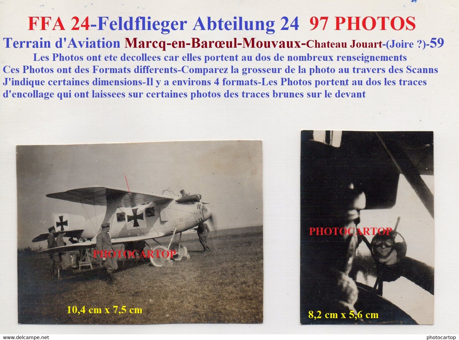 FFA 24-MARCQ En BAROEUL-MOUVAUX-Cht.JOUART-97 PHOTOS All.-Guerre 14-18-1 WK-Militaria-Fliegerei-Aviation-France-59- - Marcq En Baroeul