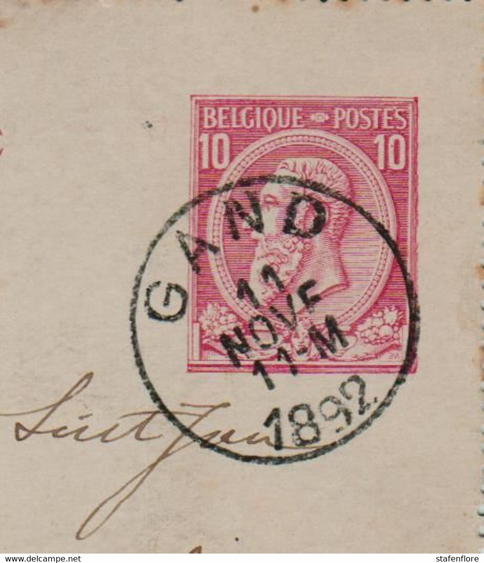 Kaartbrief, Carte Lettre Van Gand, Gent Naar Hainaut Morlanwelz ,met Opdrukzegels Capon Nr 46 - Letter Covers