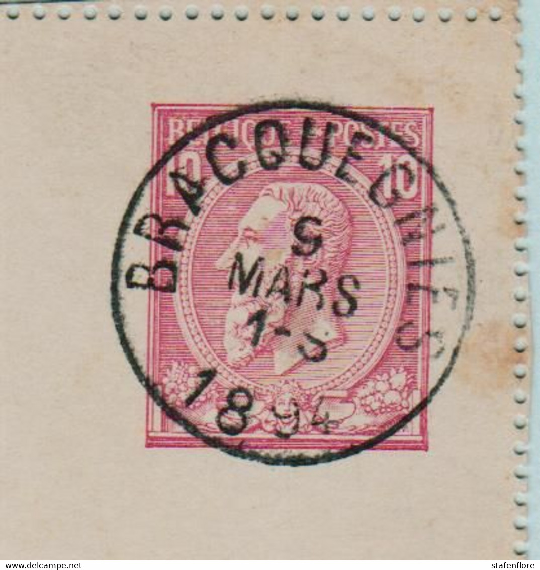 Kaartbrief, Carte Lettre Van Bracquegnies  Naar Bruxelles ,met Opdrukzegels Capon Nr 46 - Enveloppes-lettres