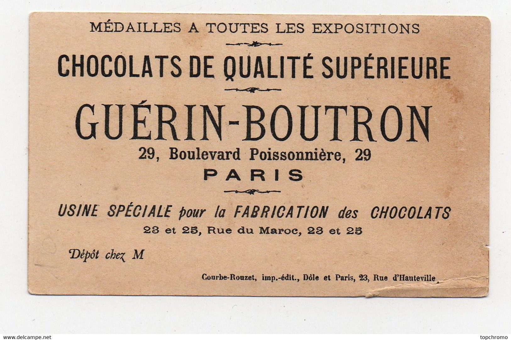 CHROMO Dorée Chocolat Guérin-Boutron Courbe-Rouzet Adieu Rêve De Fortune Garçon Peintre Pinture Tableau Oies - Guérin-Boutron