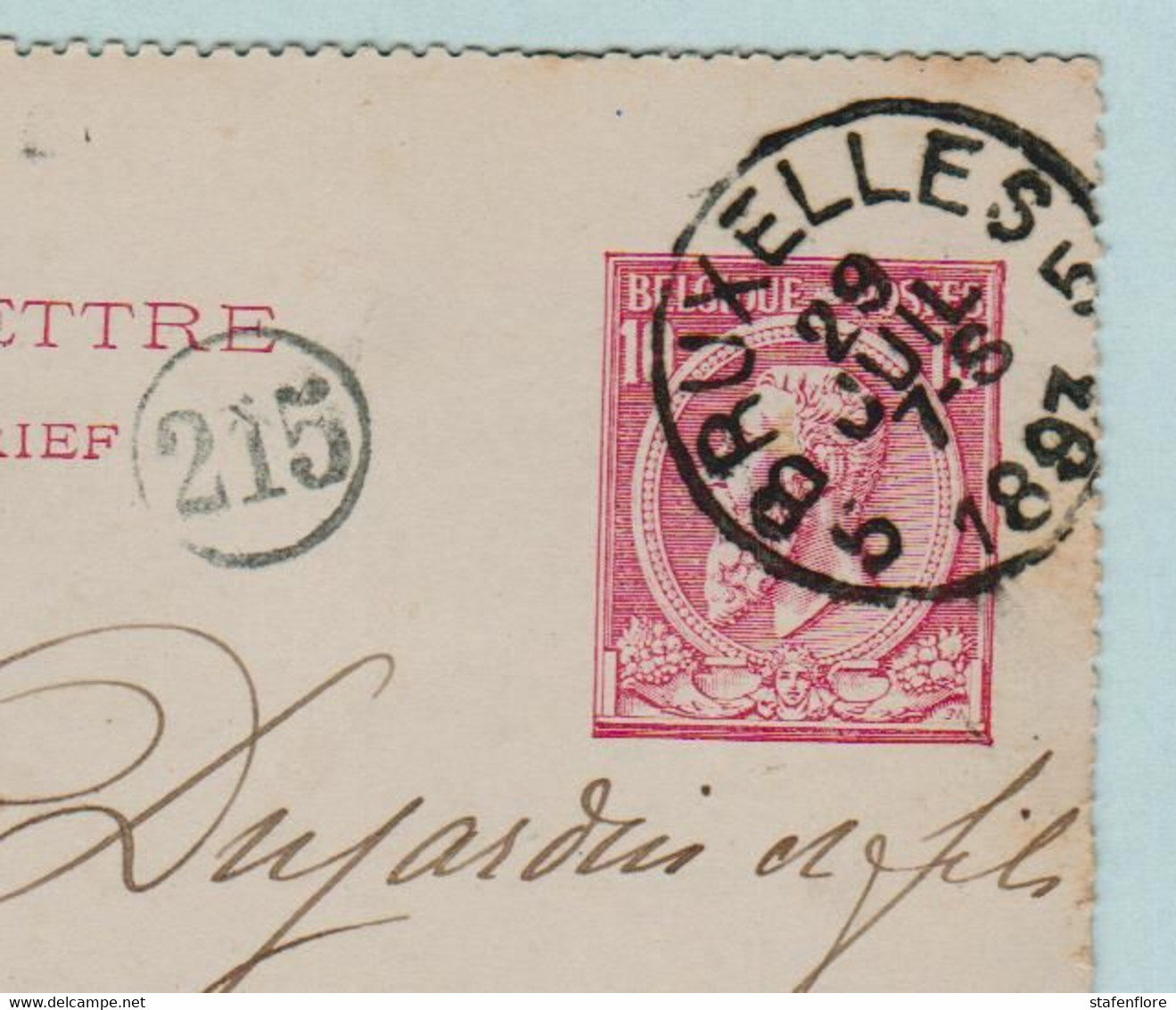 Kaartbrief, Carte Lettre  Mr Dujardin  Naar Bruxelles ,met Opdrukzegels Capon Nr 46 - Enveloppes-lettres