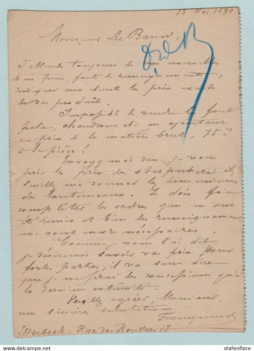 Kaartbrief, Carte Lettre, Express  , Brussel Naar Morlanwelz ,met Opdrukzegels Capon Nr 46 - Enveloppes-lettres