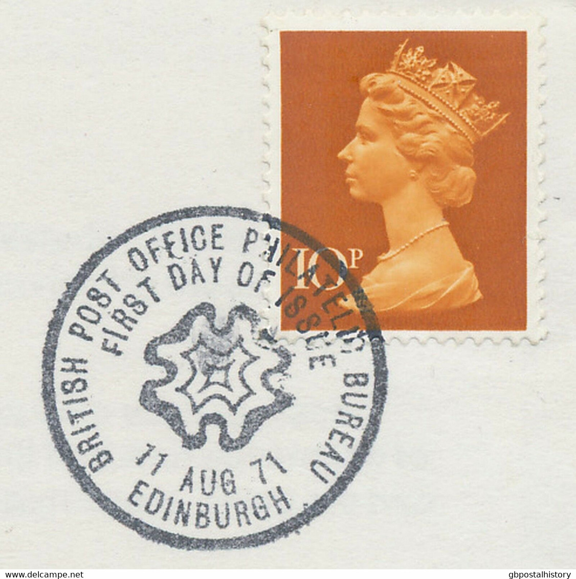 GB 1971 Machin 10P Orange-brown FDC Special Handstamp (Maltese Cross) EDINBURGH - Machin-Ausgaben