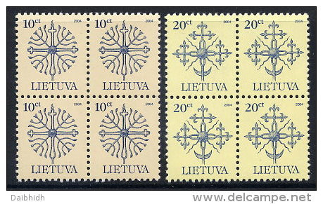 LITHUANIA 2004 Definitive 10c, 20c Dated 2004, Blocks Of 4 MNH / **.  Michel 717-18 C IV - Lituania