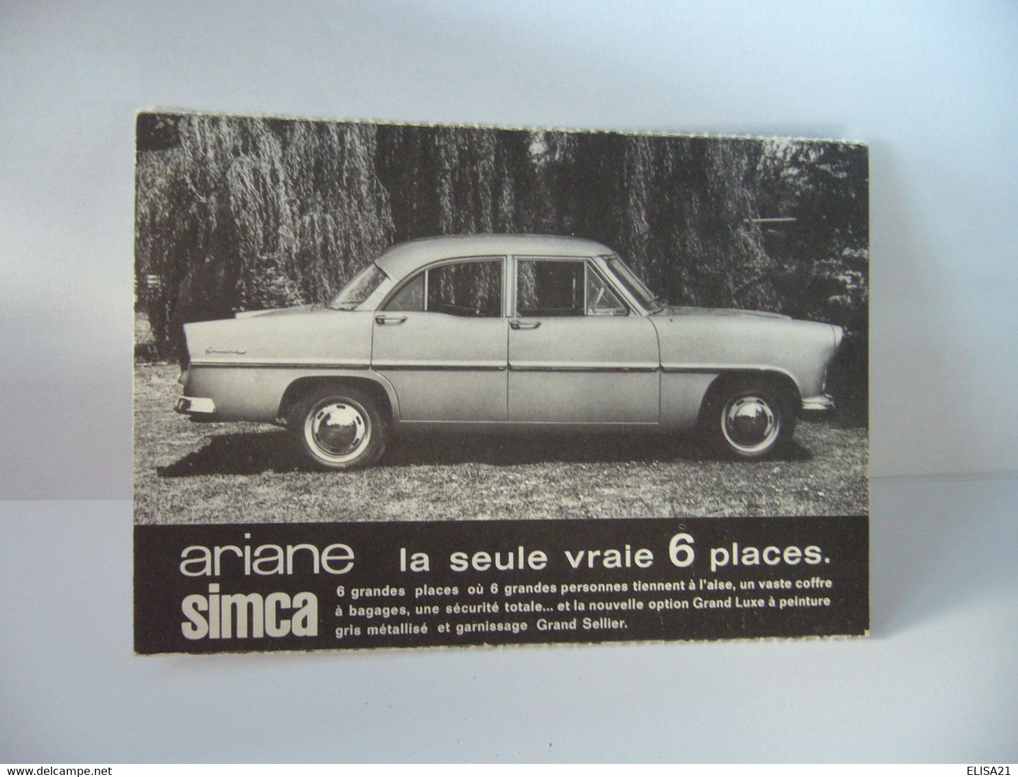 CARTE PUBLICITAIRE SIMCA ARIANE LA SEULE VRAI 6 PLACES H.BEVER 4 RUE PERGAUD BESANCON 25 DOUBS IMP COGERY PARIS - Turismo