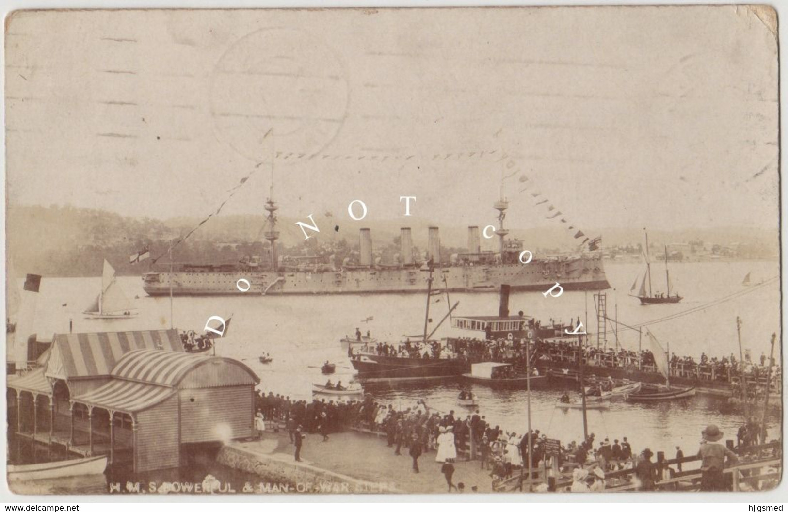 Australia Tasmania British Royal Navy War Ship HMS Powerful And Man-o-War R! RPPC Real Photo 12711 Post Card POSTCARD - Hobart