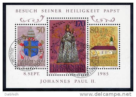 LIECHTENSTEIN 1985 Papal Visit Block Used   Michel Block 12 - Usados