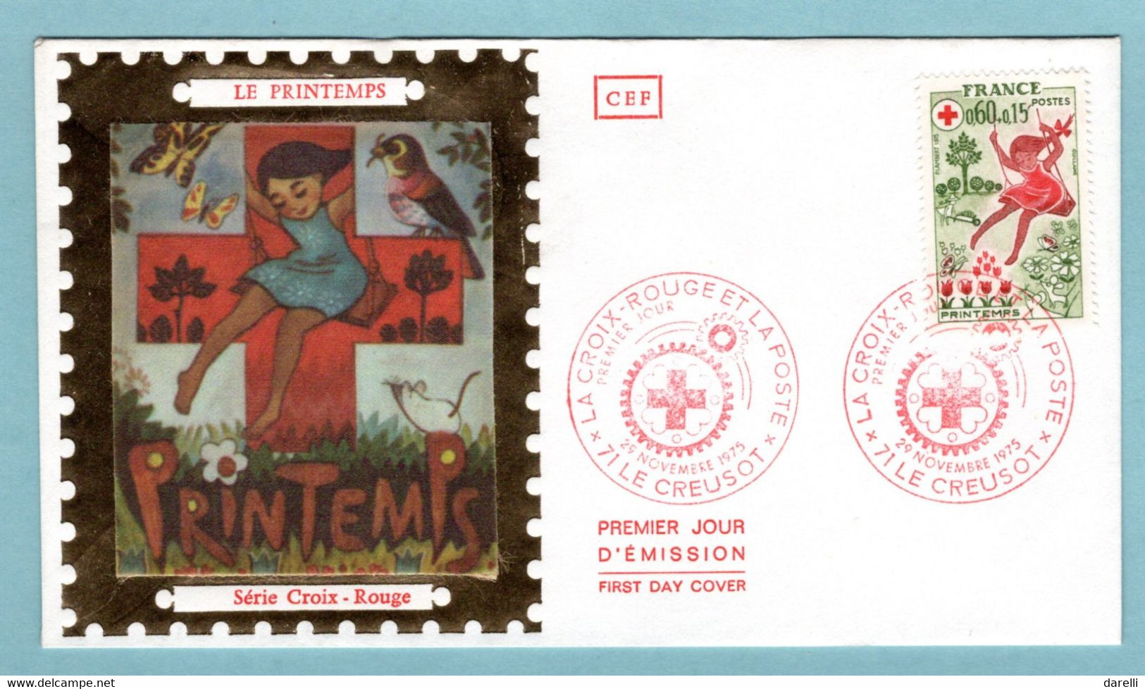 FDC France 1975 - Croix Rouge 1975 - Printemps -  YT 1860 - 71 Le Creusot - 1960-1969