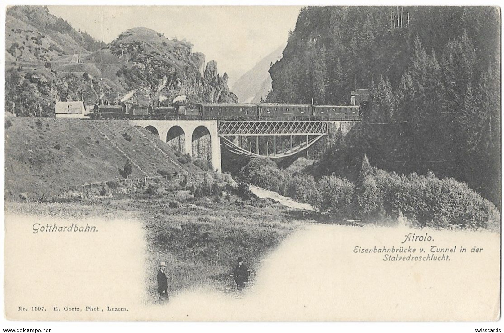 AIROLO: Eisenbahnbrücke Mit Dampfzug Gotthardbahn 1905 - Airolo