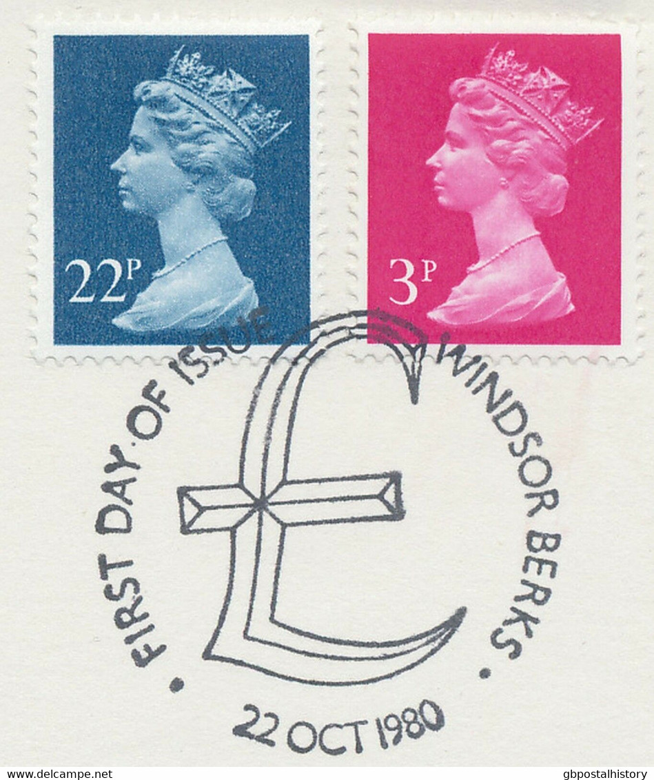 GB 1980 Machin 3 P Magenta And 22 P Deep Blue Superb FDC WINDSOR BERKS FDI - Série 'Machin'