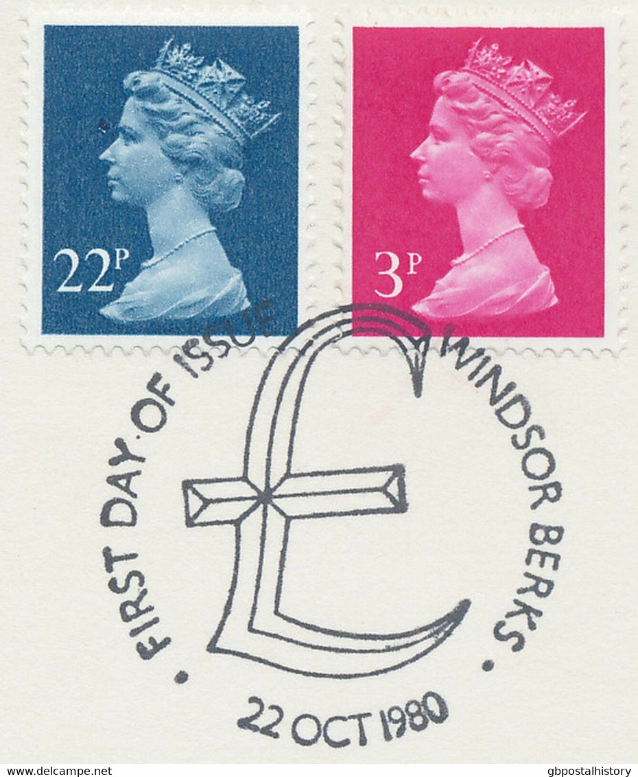 GB 1980 Machin 3 P Magenta And 22 P Deep Blue Superb FDC WINDSOR BERKS FDI - Série 'Machin'