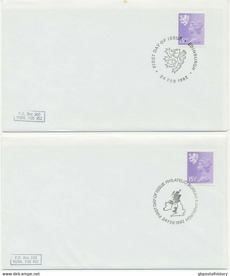 GB 1982, Scotland Machin 15 1/2 P On 2 Different Superb FDCs - Machin-Ausgaben