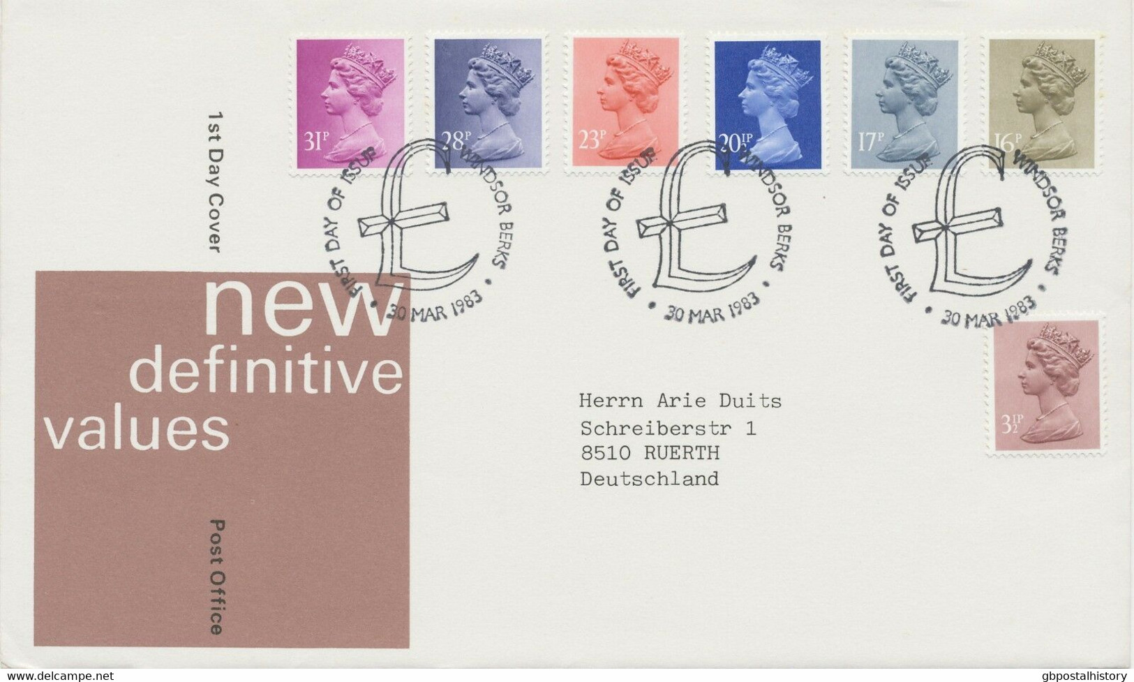 GB 1983 Machin New Colours + New Values FDC WINDSOR BERKS FDI Special Handstamp - Série 'Machin'