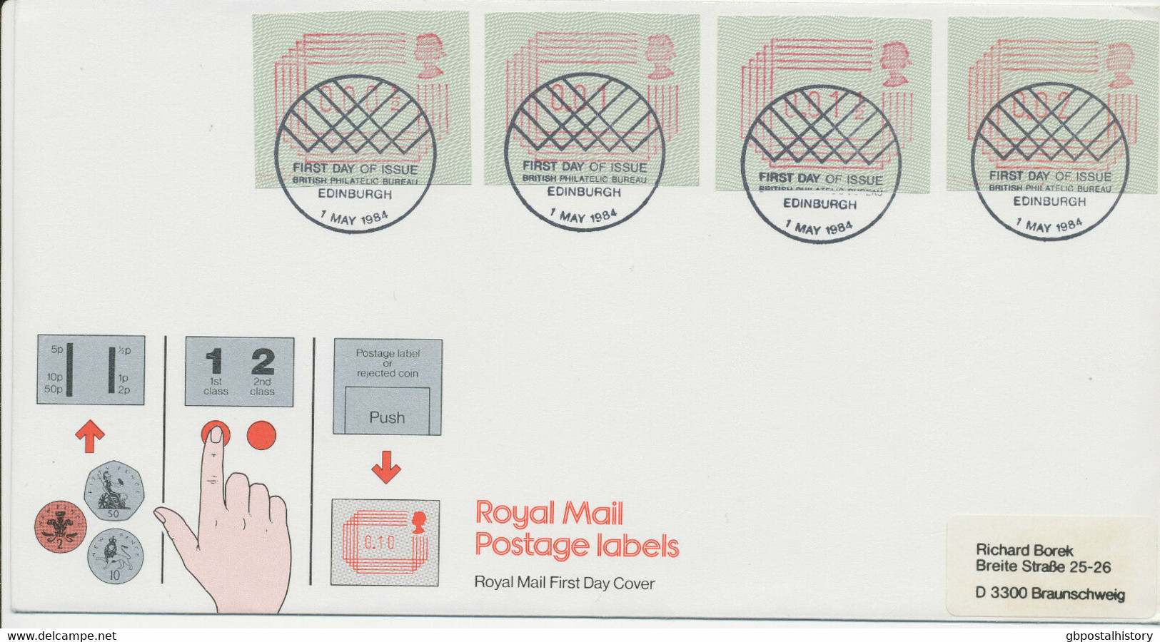 GB 1984, Royal Mail FRAMA Postage Labels 1/2 P - 2 P On Superb FDC To Germany - 1981-1990 Decimale Uitgaven