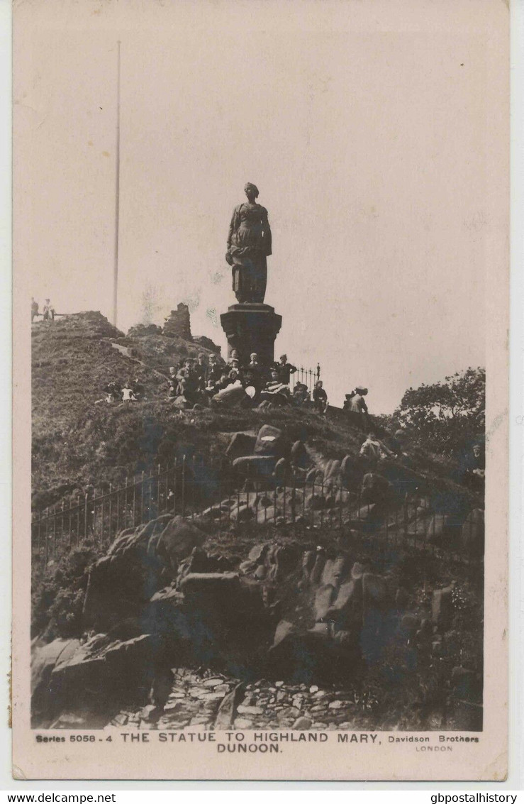 GB "DUNOON / 121" (27 Mm, Code "3 45 PM") On Very Fine B/w RP Pc (The Statue) - Schotland