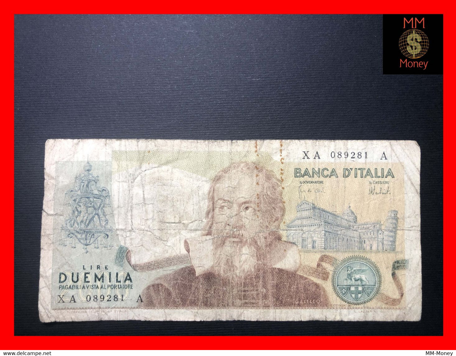 ITALY 2000  2.000 Lire  8.10.1973  P. 103  "replacement Serie XA"  Prefix A    Fine  *scarce Note*    [MM-Money] - 2000 Lire