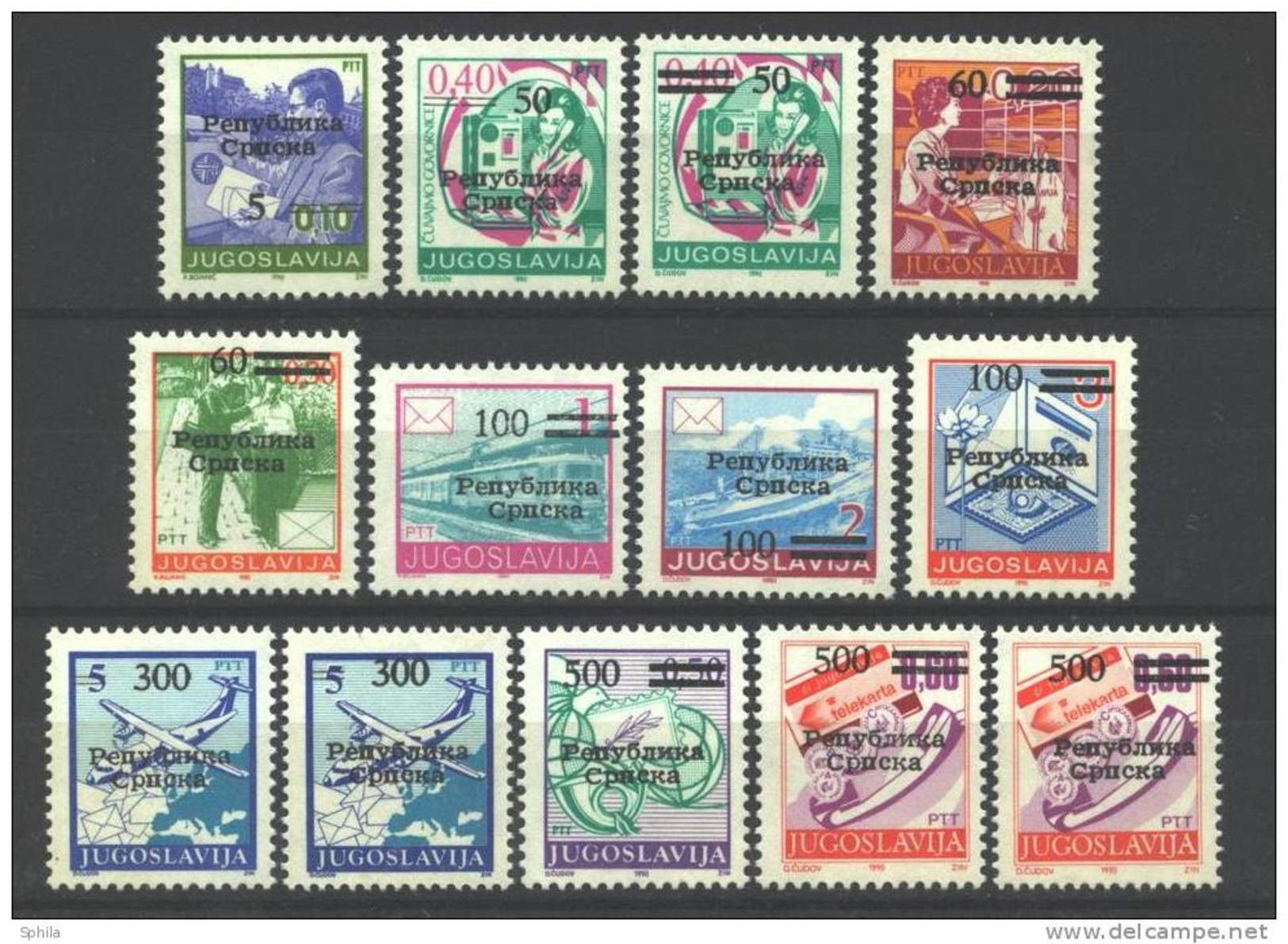 Bosnia &ndash; R.Srpska 1992 Year Set MNH W/o 30 On 3 D (13 V.) Incl. 500 On 0.60 D Both Perf And 50 On 0.40 D Both Obli - Bosnie-Herzegovine