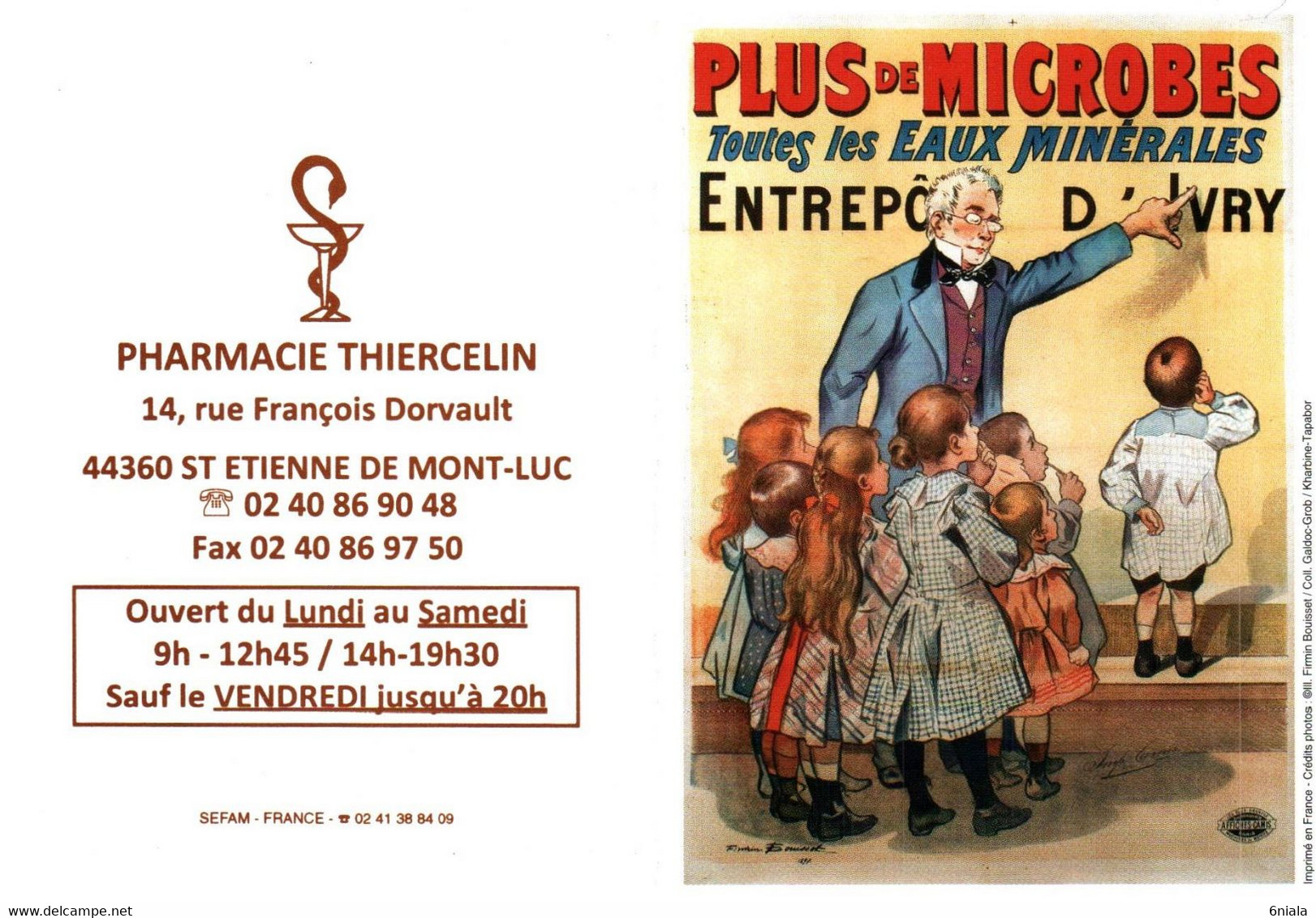 6801 Petit Calendrier Poche 2012 (scan Recto-verso) Pharmacie THIERCELIN 44 Saint ETIENNE DE MONT LUC - Klein Formaat: 2001-...