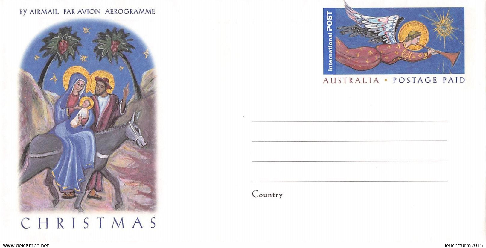 AUSTRALIA - AEROGRAMME CHRISTMAS POSTAGE PAID Unc /QD20 - Aerogramme