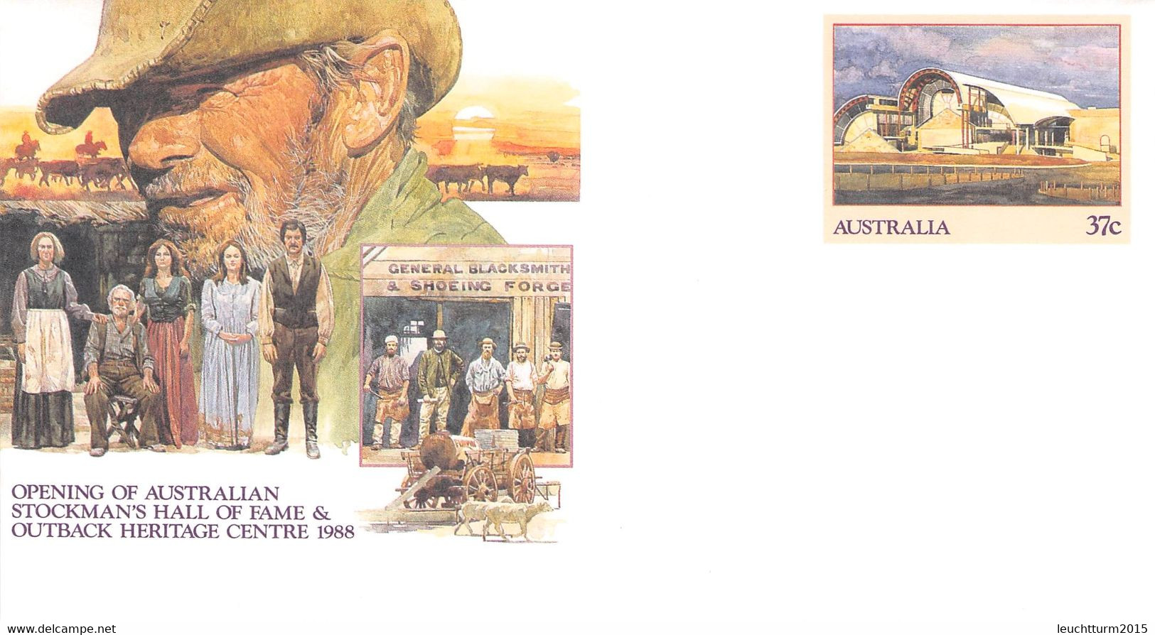 AUSTRALIA - Stationary ENVELOPE 37c STOCKMAN'S HALL 1988 Unc /QD46 - Postal Stationery