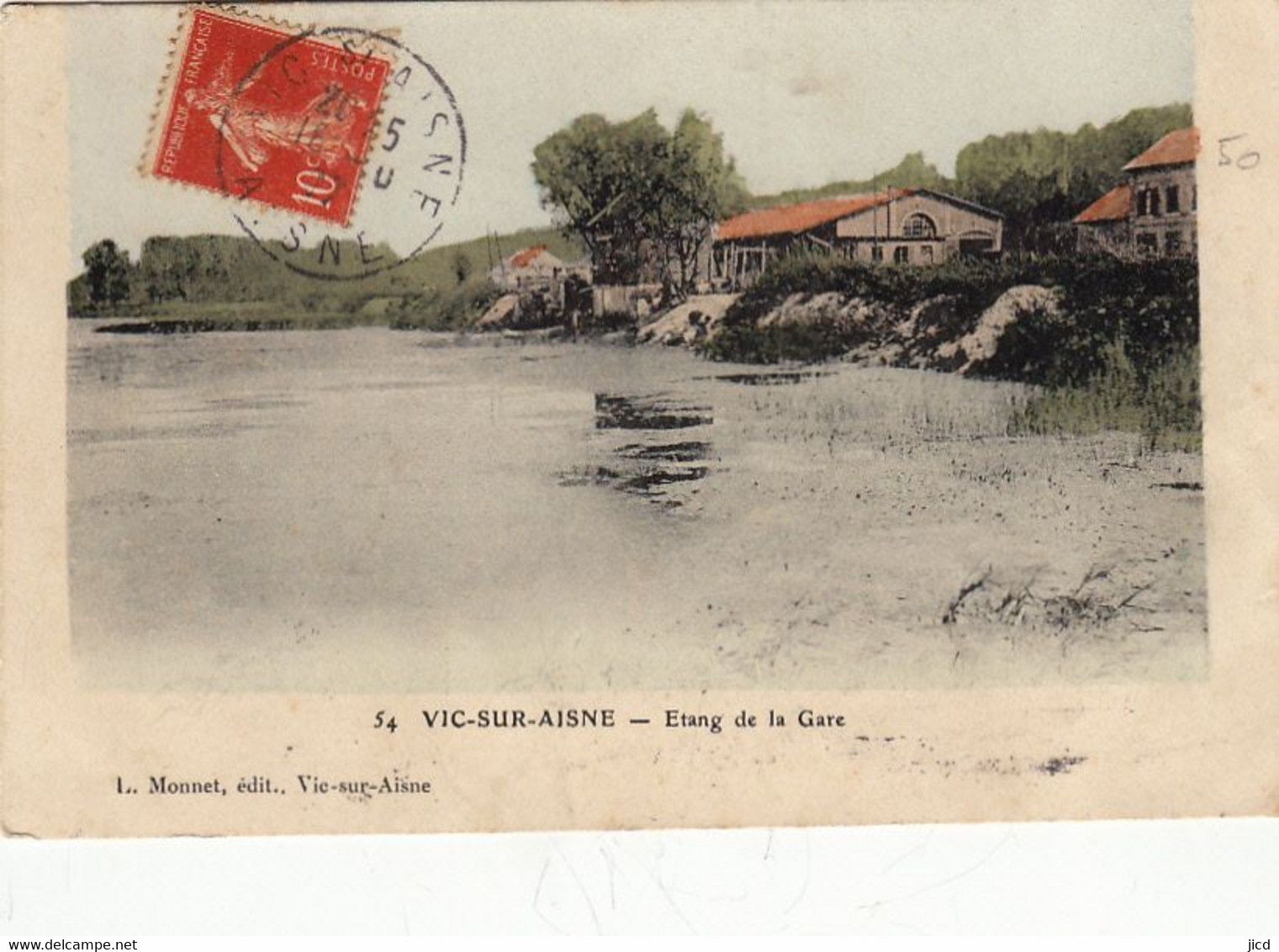 02- Vic Sur Aisne Etang De La Gare ,carte Colorisee - Vic Sur Aisne