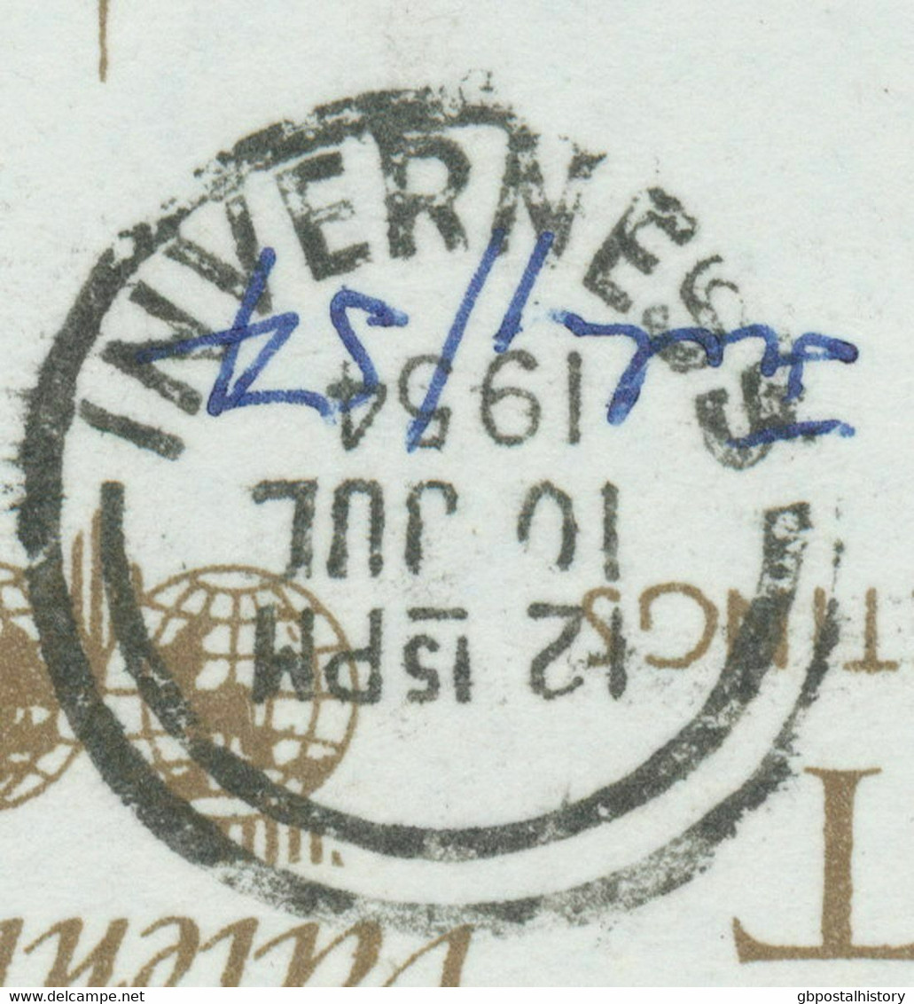 GB „INVERNESS“ Machine Postmark On RP Pc Extremely Rare POSTMARK-ERROR INVERTED - Ecosse