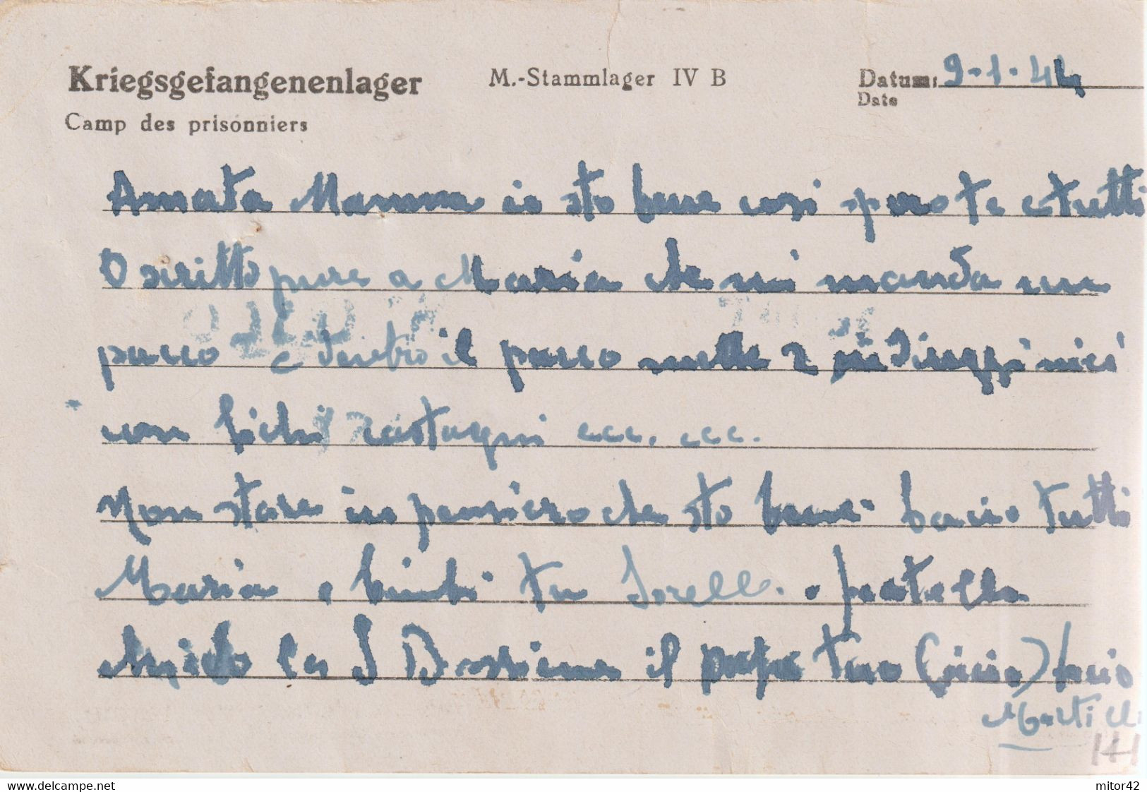 141*-Prigionieri Guerra Italiani  In Germania Dest.Sicilia Durante Amgot-Occupazione Alleata-9.1.44 - Occ. Anglo-américaine: Sicile