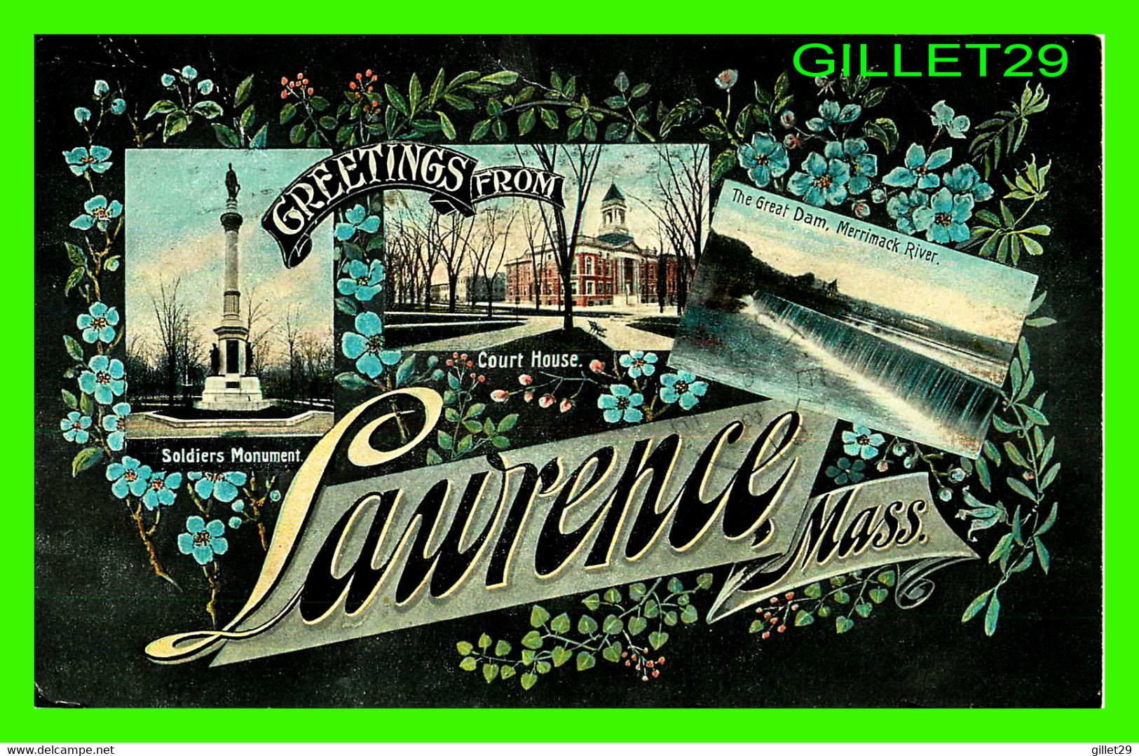 LAWRENCE, MA - GREETINGS FROM LAWRENCE, MA - MUTLVUES - TRAVEL IN 1920 -  MASON BROS & CO - - Lawrence