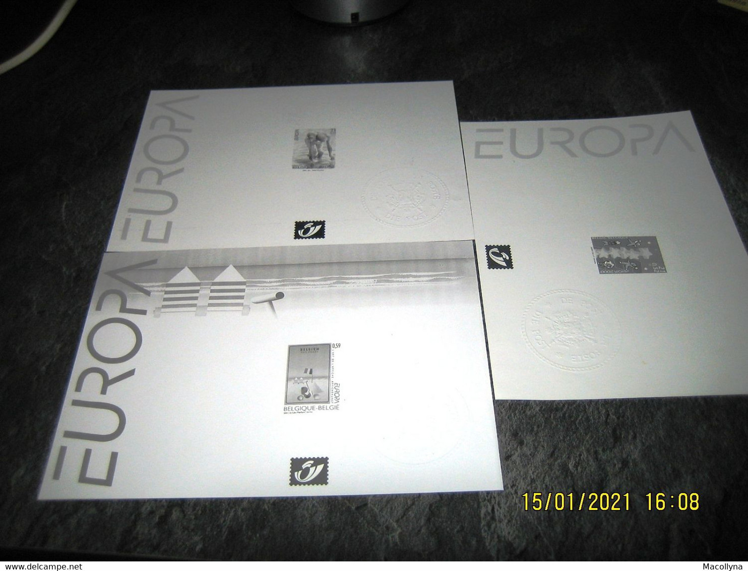 België:  3 Zwart-wit Velletjes EUROPA / 3 Feuilles Noir Et Blanc / 3 Black & White Sheets Europe - Folletos Blanco Y Negro [ZN & GC]