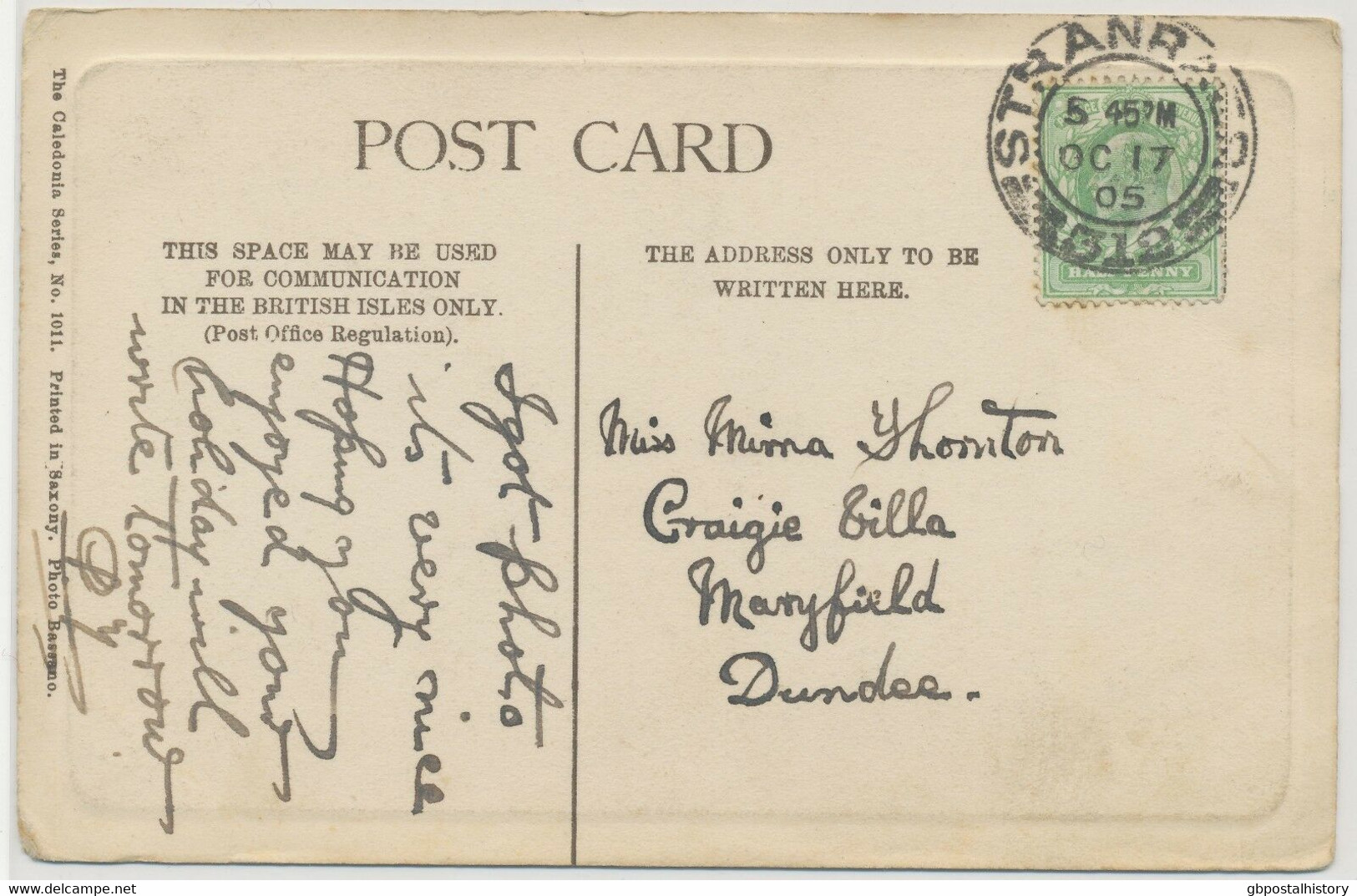 GB SCOTTISH VILLAGE POSTMARKS "STRANRAER / 312" (28 Mm, Code "5 45 PM") On Pc - Scotland