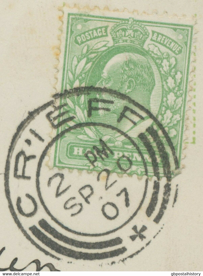 GB SCOTTISH VILLAGE POSTMARKS „CRIEFF“ Superb Strike (25mm, Time Code „2 PM“) - Scotland