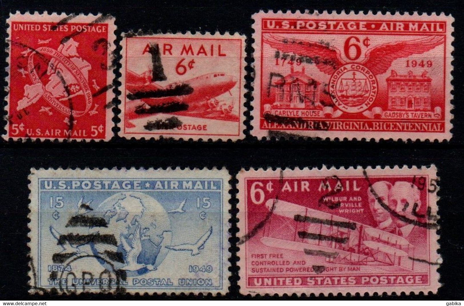 USA 1948-49, Scott C38-C40 C43 C45, Air Mail - 2a. 1941-1960 Gebraucht