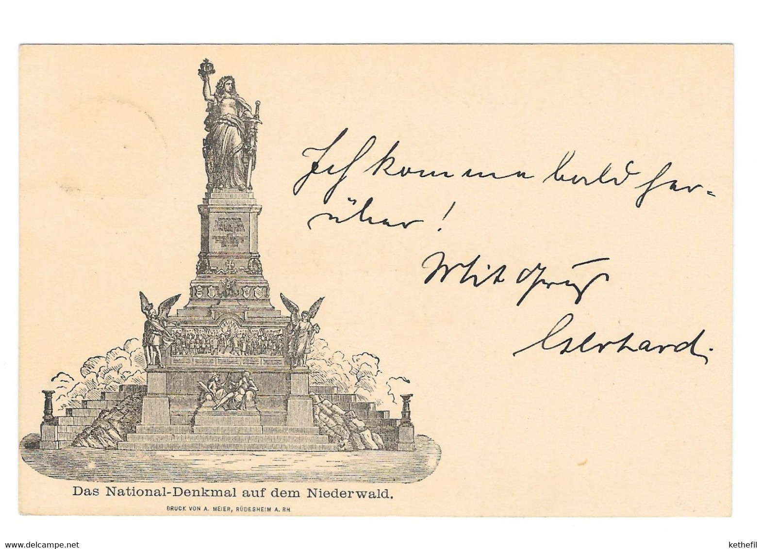 5pf Germania National Denkmal Statue Niederwahl Rudescheim Rhein 6.10.1883 - Autres & Non Classés