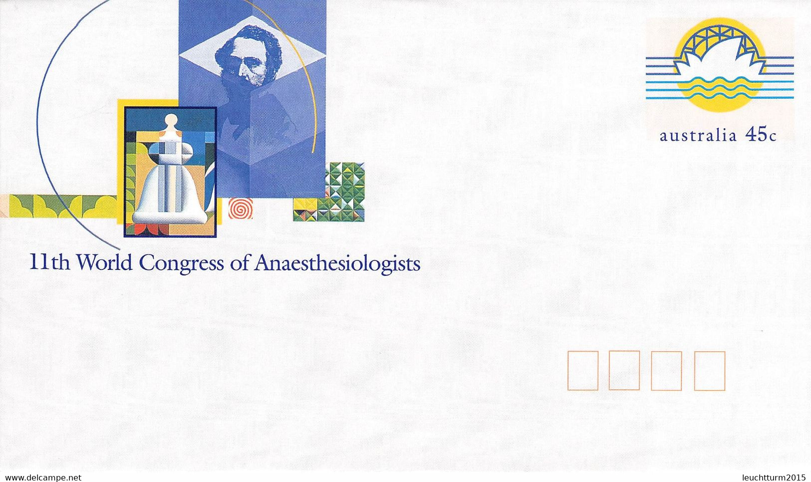 AUSTRALIA - Stationary ENVELOPE 45Cc 11th WORLD CONGRESS OF ANAESTHESIOLOGISTS 1996 Unc /QD82 - Postwaardestukken