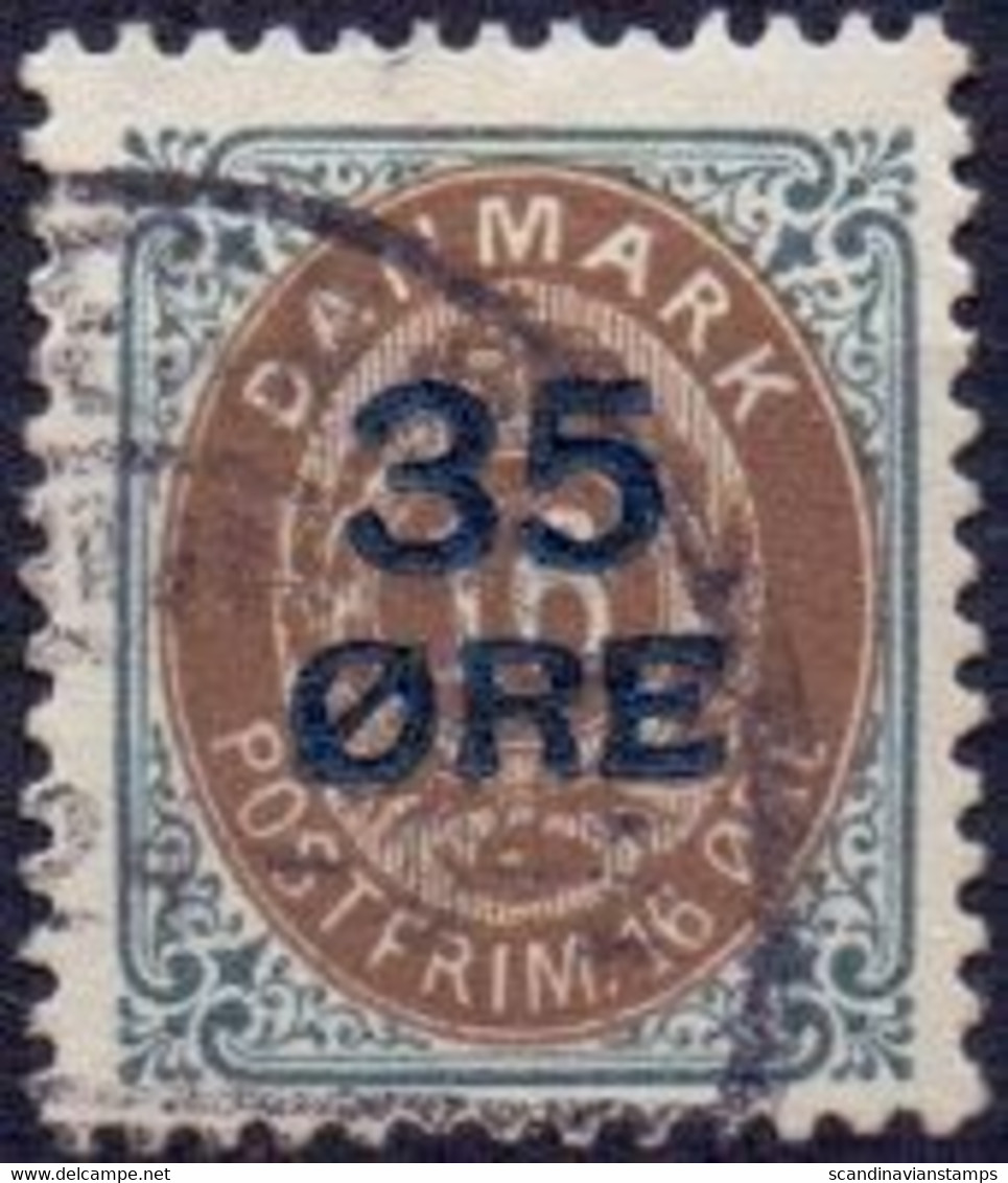 Denemarken 1904-15 Opdruk 35öre Op 16öre GB-USED - Gebraucht