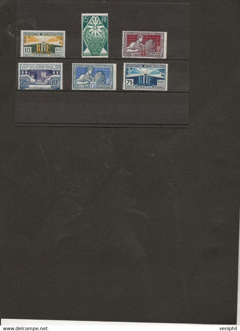 TIMBRES N° 210 A 215 -ARTS DECORATIFS -EXPO INTERNATIONALE -NEUF SANS CHARNIERE - ANNEE 1924-25 -COTE : 60 € - Neufs