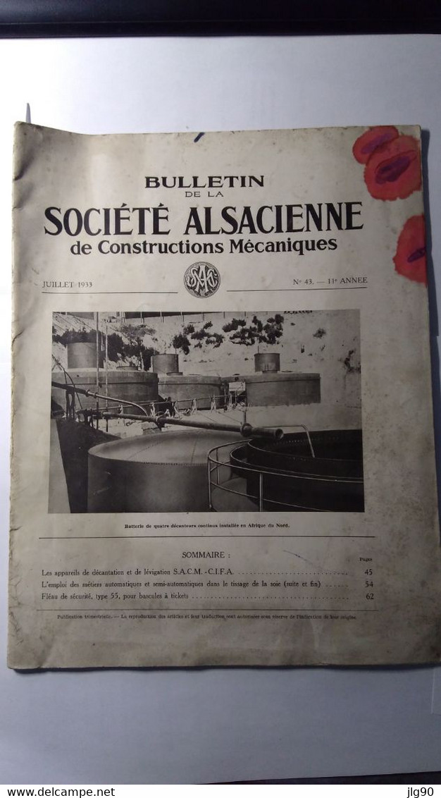 Bulletin De La Société Alsacienne De Constructions Mécaniques Juillet 1933, 64 Pages - Machines
