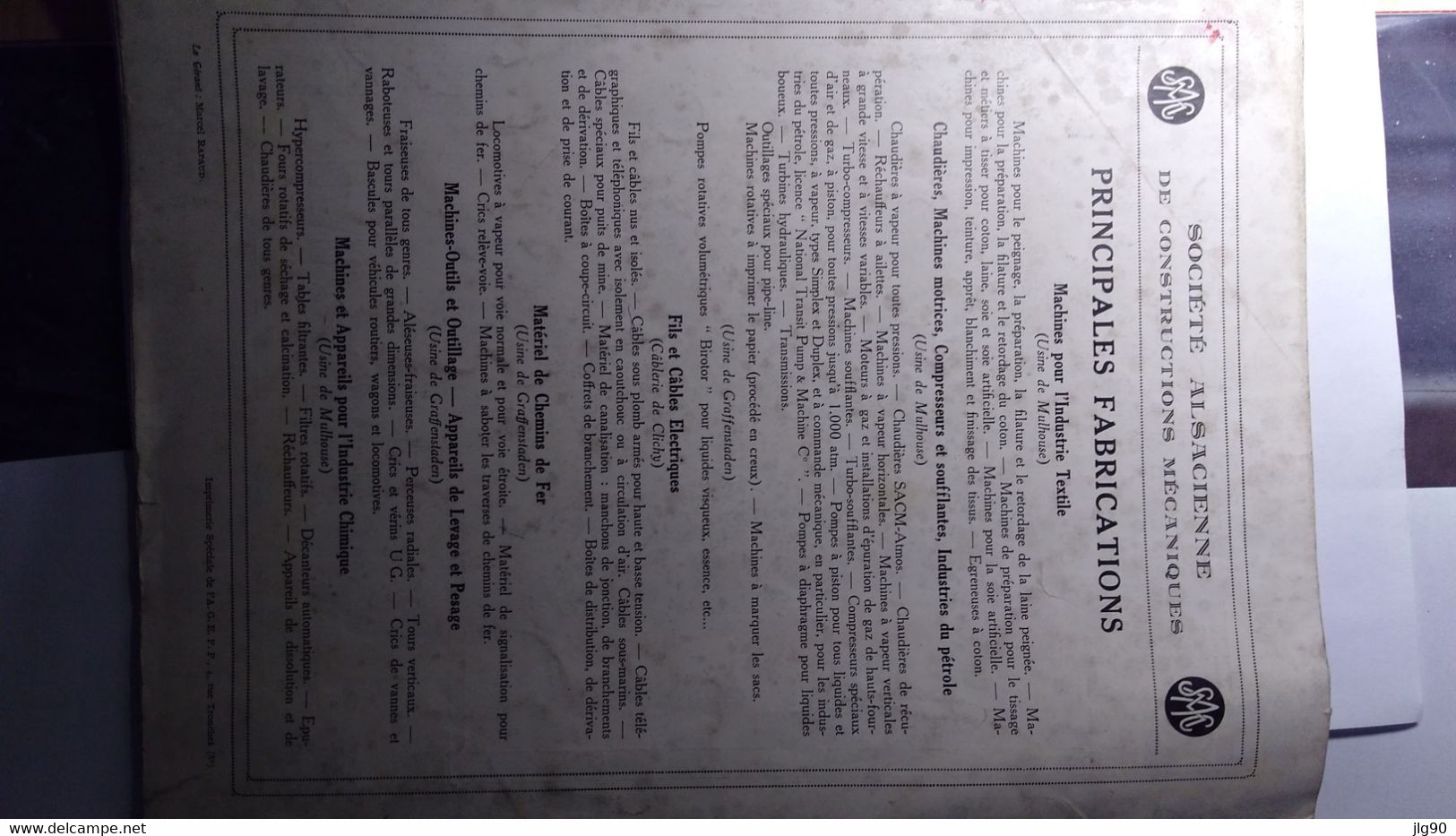 Bulletin de la Société Alsacienne de Constructions Mécaniques Juillet 1933, 64 pages