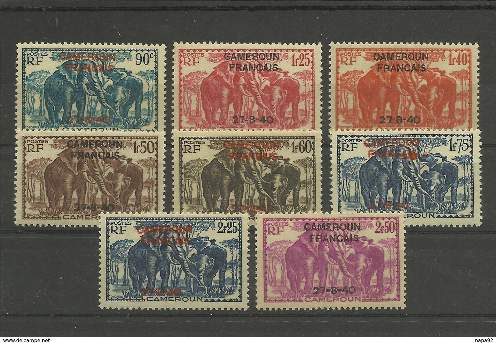 CAMEROUN 1940 YT 222/229** - SURCHARGE "CAMEROUN FRANCAIS 27-8-40" - ELEPHANTS - Ungebraucht