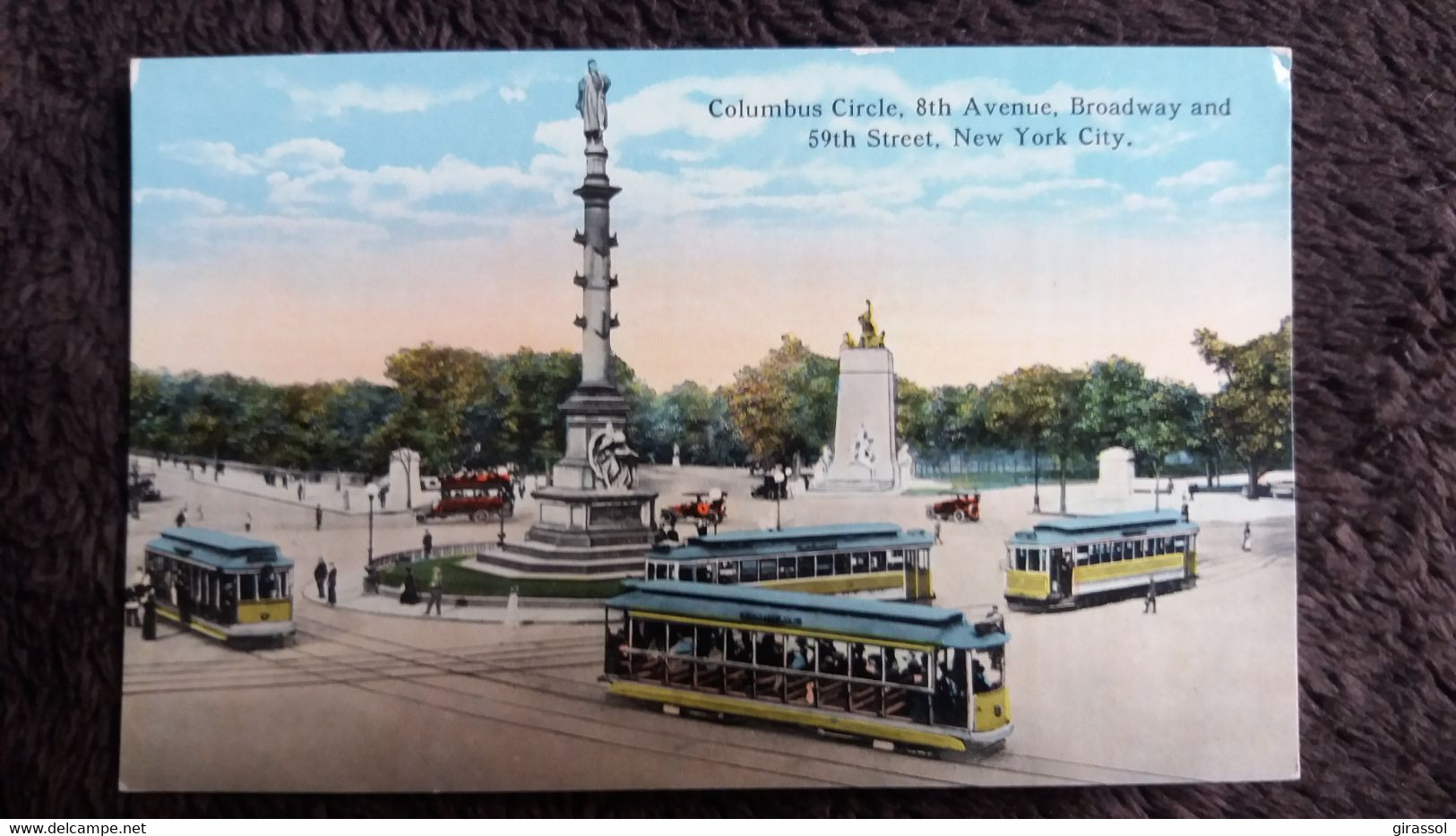 CPA COLOMBUS CIRCLE 8 TH AVENUE BROADWAY AND 59 TH STREET NEW YORK CITY TRANWAY TRANWAYS - Broadway