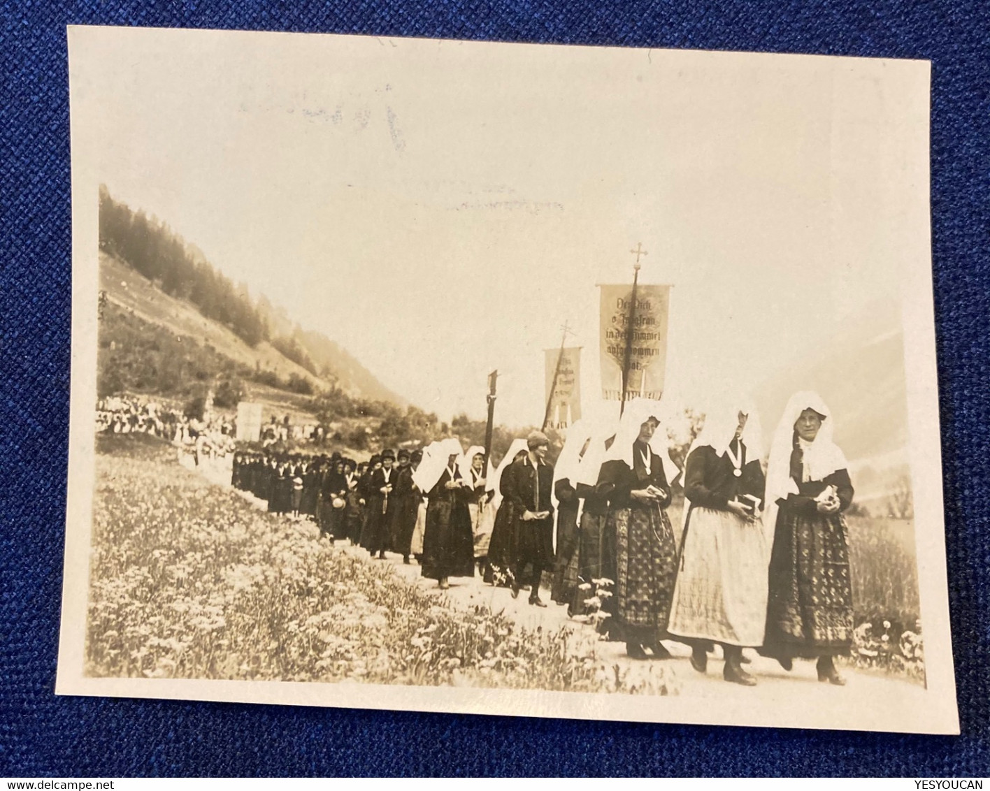 LÖTSCHENTAL PROZESSION SEGENSONTAG (Valais / Wallis) Presse-Foto ~1925 (Schweiz Photo C.p Religion AK - Sion