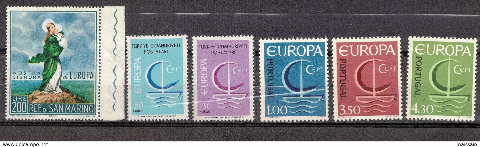 Europa: diverses séries de 1958 à 1984 . Timbres neuf sans charnière( bonnes valeurs)