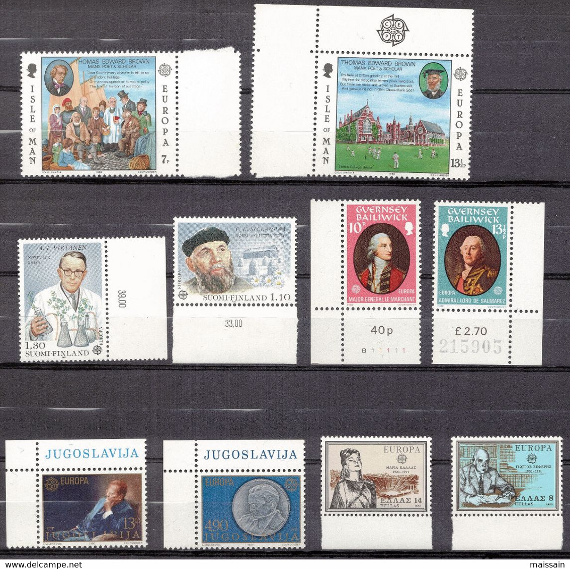 Europa: diverses séries de 1958 à 1984 . Timbres neuf sans charnière( bonnes valeurs)