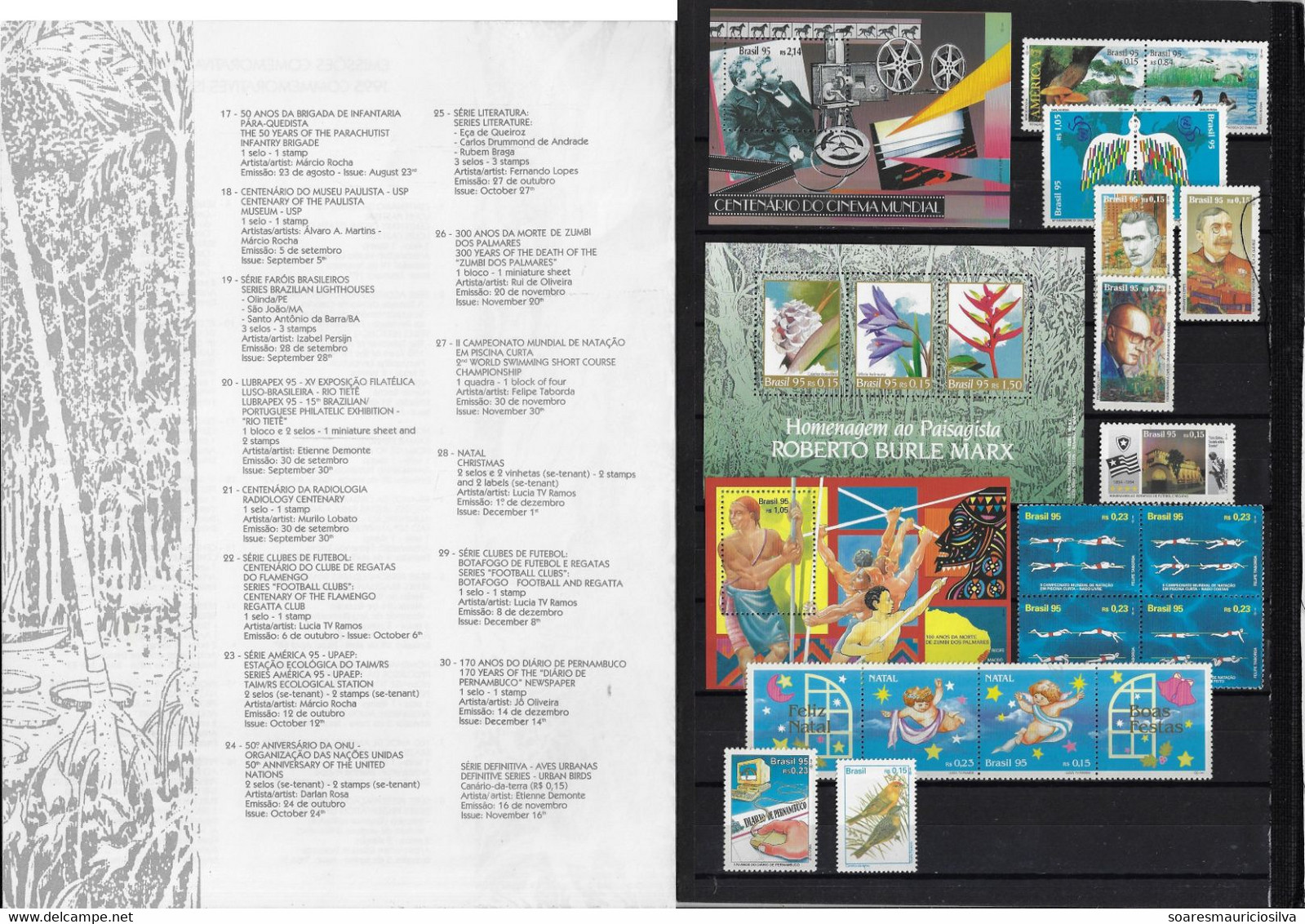 Brazil 1995 Complete Year 52 Commemorative Stamps  + 4 Souvenir Sheets + 1 Definitive Issue - Annate Complete