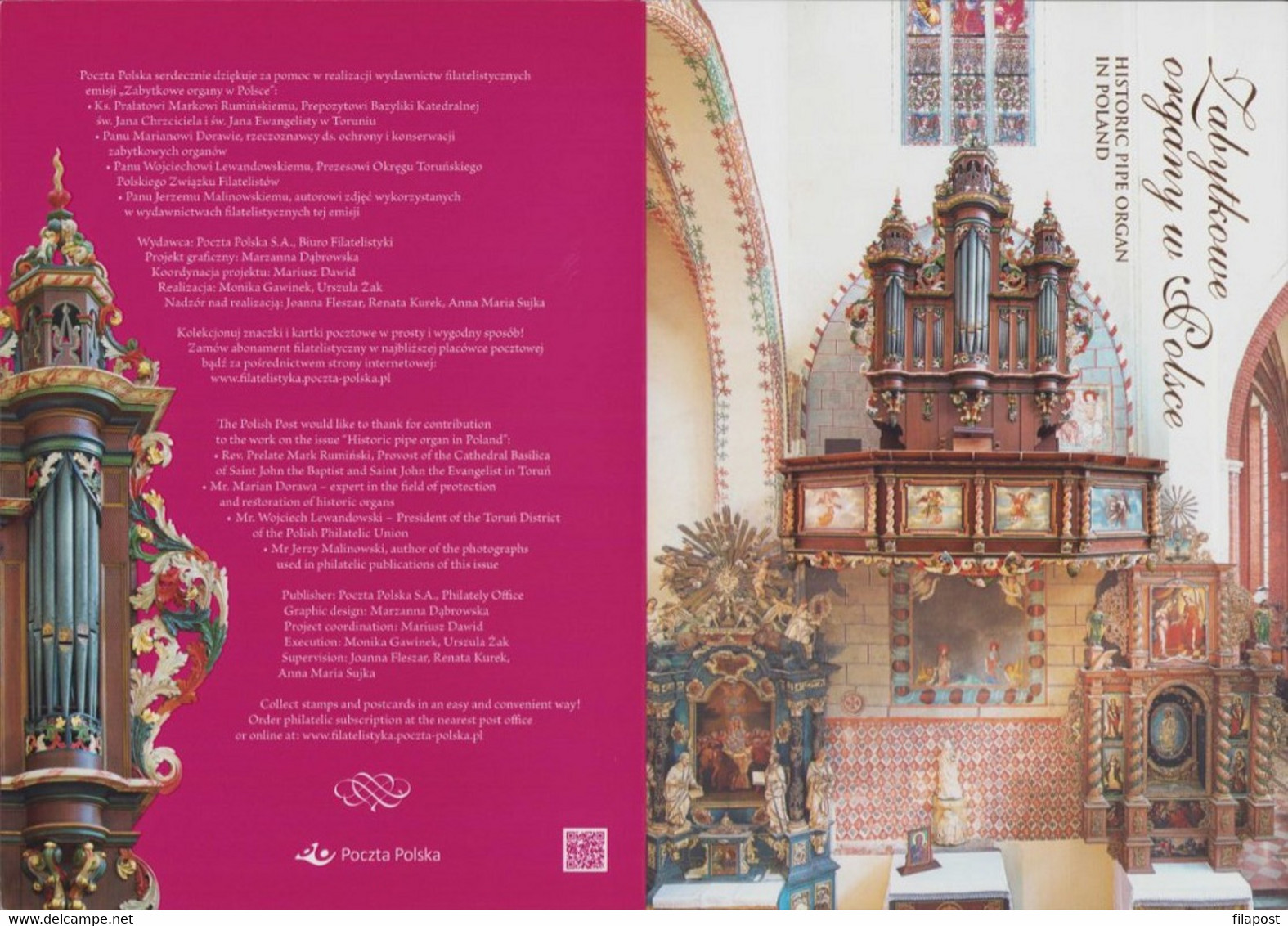 POLAND 2019 Booklet Historic Pipe Organ In Poland, Baroque Organ, Cathedral Basilica, Torun, Instrument / Block MNH**FV - Markenheftchen