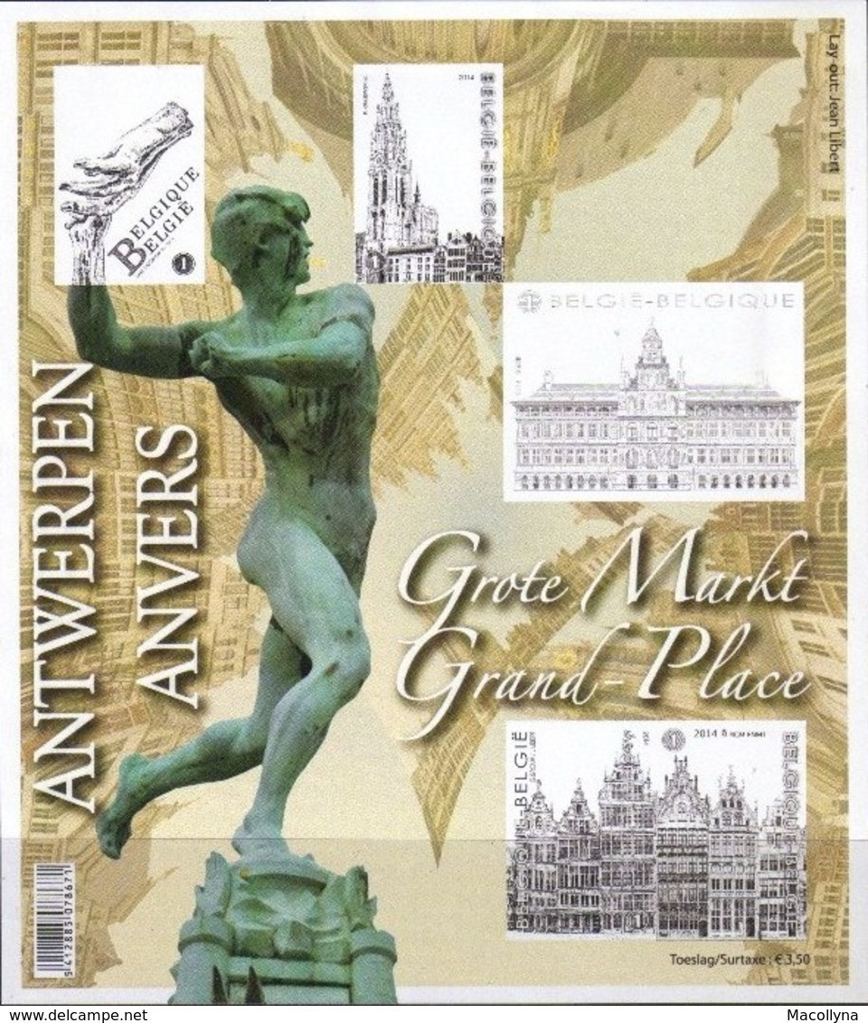 Belg. 2014 Grote Markt Antwerpen Ongetand Blok 219- Grand Marché Anvers ND - 2001-…