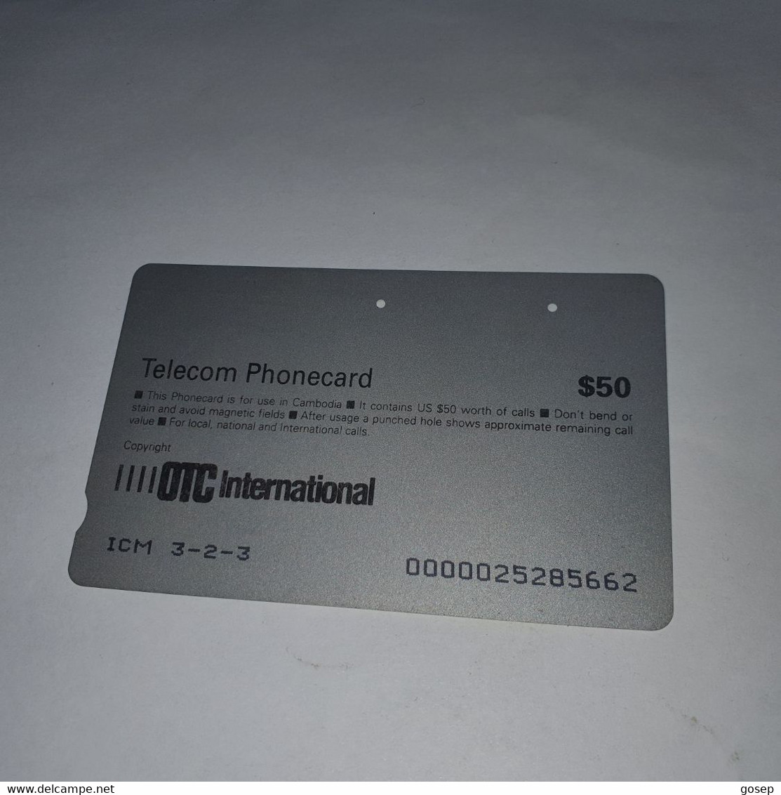 Cambodia-(ICM3-2-3a)-tample-(icm3-2-3)-(36)-(025285662)-(?)-($50)-used Card+1card Prepiad - Camboya