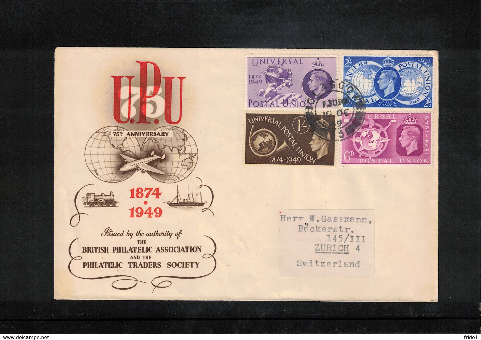 Great Britain 1949 UPU 75th Anniversary FDC - ....-1951 Pre Elizabeth II