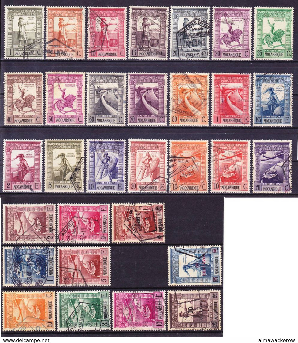 Mocambique 1938-46 Complete Imperio Colonial Issue Af. 289-306, 316-317, Aereo 1-10 Used O - Mosambik