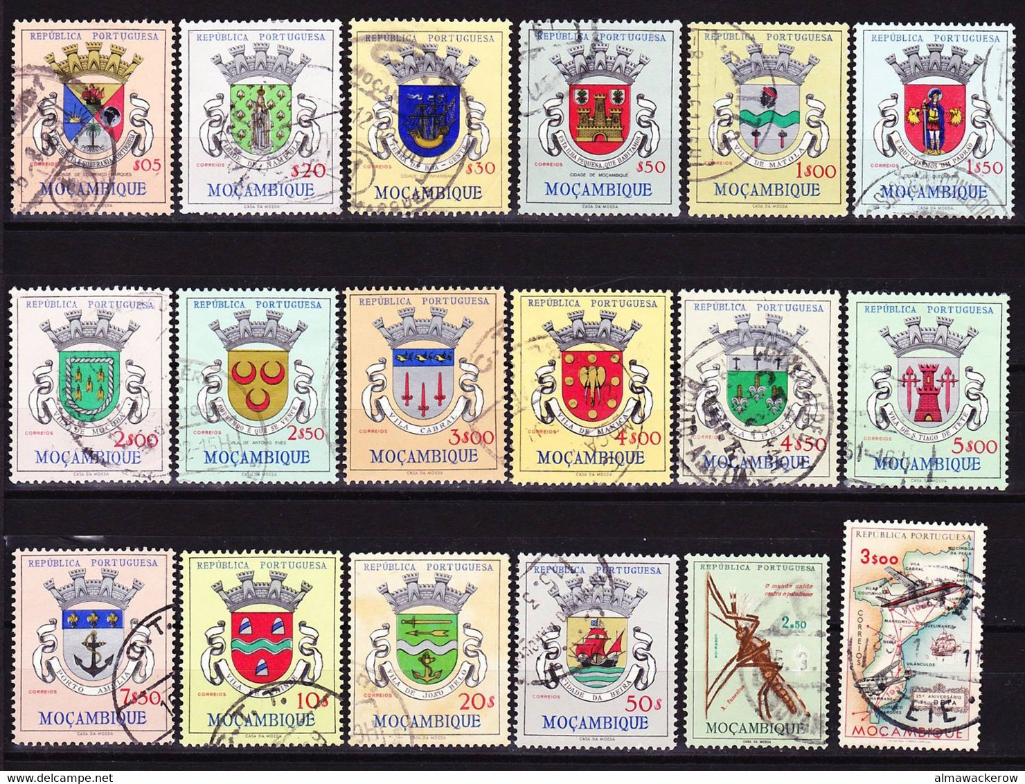 Mocambique 1961-1963 Lot Of Armory Definitives And Commemorative Stamps Used O - Mosambik